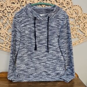 Cozy Knit LOFT Lounge Drawstring Top Small Navy